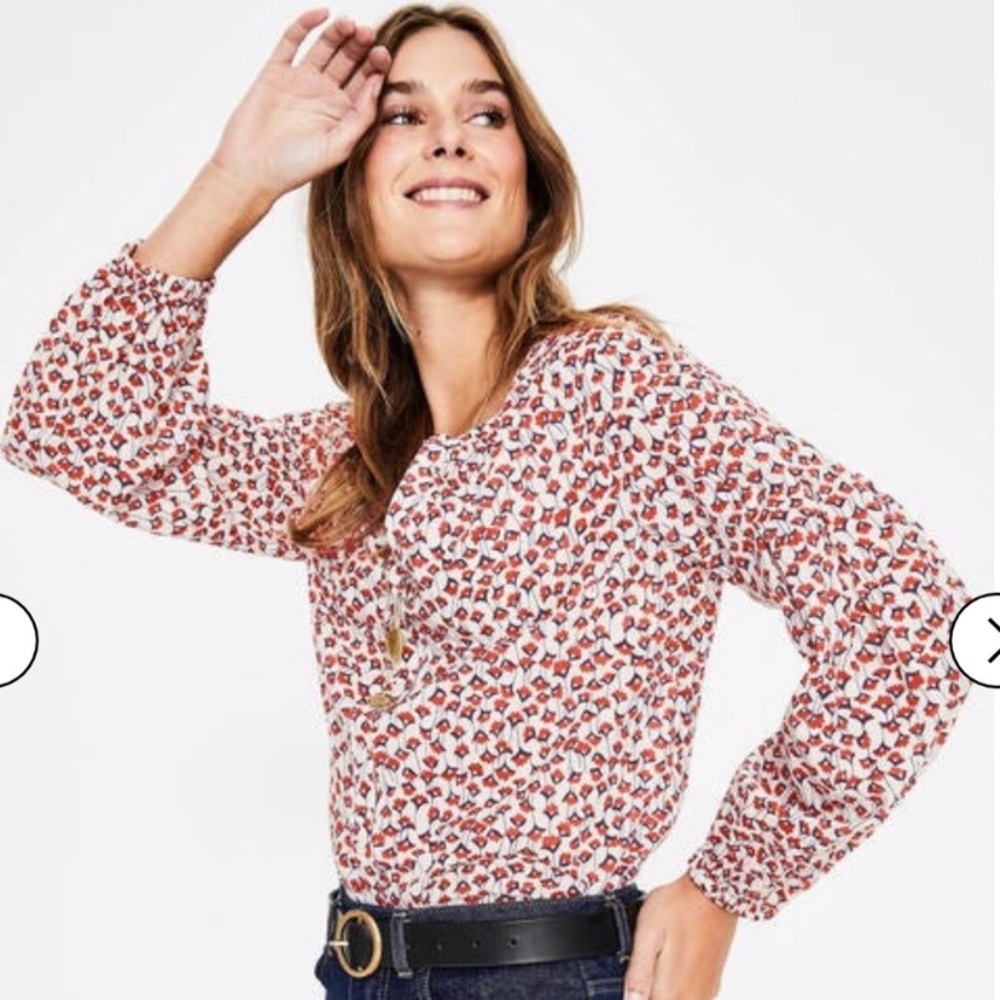 Boden Esme Conker Crocus Floral Blouse Size 8 - Picture 1 of 12